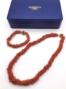 ** red .. necklace bracele set 58g#.. coral metal fittings silver**