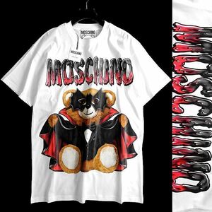 ■MOSCHINO COUTURE! モスキーノ 定価5.2万 バットテディベア クルーネック 半袖 Tシャツ カットソー A07110540 1001 M ▲062▼bus7525c