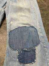 希少！USA製！60s 70s Denim work painter ワーク ペインター デニムパンツ パッチワーク リペア ダブルニー ヒゲ ハチノス()T_画像7