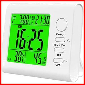 多機能 目覚まし時計 置き時計 非電波 デジタル時計 ダブル アラーム クロック スヌーズ機能 温度 湿度 カレンダー表示 バックライト
