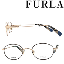 FURLA フルラ メガネフレーム ブランド セミマットオレンジゴールド×マットダークベージュ メガネフレーム 眼鏡 VFU-489J-0472_画像1