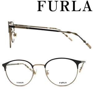 FURLA Furla glasses frame brand semi mat dark Gold × mat dark brown glasses frame glasses VFU-613J-0326
