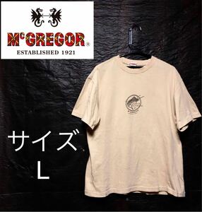 ■Mc GREGOR・マクレガー■半袖Tシャツ・Lサイズ・マスタード・GREAT FISHING