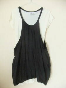 SLY Sly * piling put on manner tunic One-piece * white × black jumper skirt camisole hem ba Rune skirt 