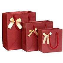 色名:リボン付赤_サイズ名:M (pkpohs) ギフトバッグ [5枚セット] プレゼント ラッピング 紙袋 手提袋 贈り物 包装紙 ギフト_画像1