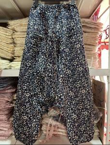  new goods floral print peace pattern Asian ethnic pattern sarouel pants black hem rubber 