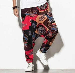  new goods peiz Lee pattern bandana pattern ethnic piece .. sarouel pants hem rubber red 