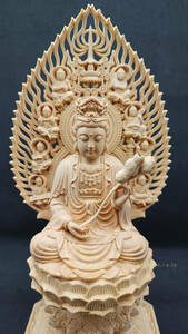 勢至菩薩 座像 勢至菩薩仏像 仏教美術 精密彫刻 仏像 手彫り 総檜材 仏師で仕上げ品 高さ29cm