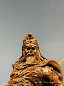 関羽像 武将 関雲長 置物 美術品 木彫り 高さ約20cm