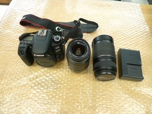 現状品 Canon キャノン EOS9000D ダブルズームキット 18-55mm f4-5.6 IS 55-250mm f4-5.6 IS デジタル一眼レフカメラ レンズ