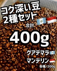 【匿名配送】自家焙煎コーヒー豆　珈琲豆　コク深い豆2種セット　400g 約40杯分