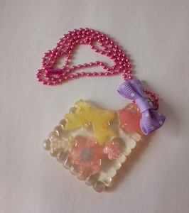  cute * ribbon attaching * transparent cookie. necklace 
