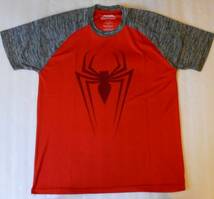 スパイダーマン Tシャツ Mサイズ 赤×グレー ( ストレッチ ラグランスリーブ spiderman marvel マーベル アメコミ_画像1