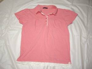  pretty pink group polo-shirt * hem. race *M size * little dirt equipped *