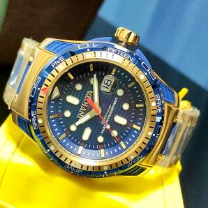 【新品】$1995 INVICTA インビクタ 高級腕時計 HYDROMAX ハイドロマックス ゴールド×ブルー 激レア デットストック ラスト1！の画像6