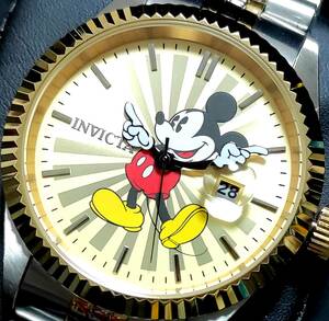 【新品】$595 INVICTA インビクタ 高級腕時計 DISNEY ミッキー ゴールド×シルバー デイトジャスト 世界限定 3000個 日本未発売！