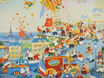 〓　海外風景　フェスティバル／祭り　日本洋画　ヒロヤマガタ　F8号・額装　中古絵画　〓_画像6