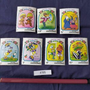 未使用　ディズニー切手7枚　イースター1984　グレナダ　＃4195