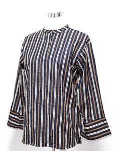 BEAMS HEART Beams Heart Skipper neck back car n blouse stripe long sleeve 