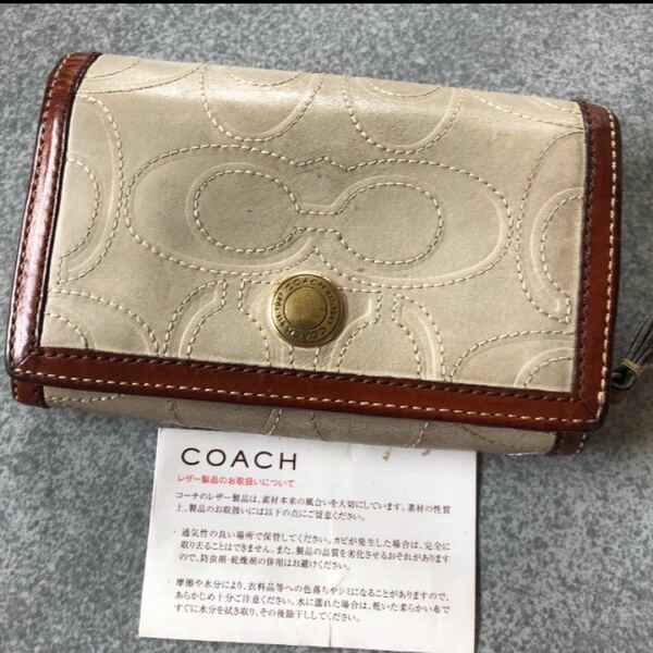 COACH 二つ折り　L字ファスナー　レザーウォレット