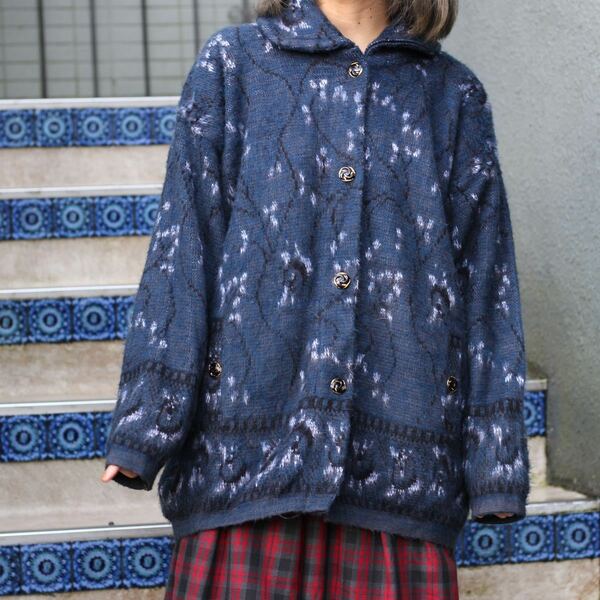 USA VINTAGE SUPER GABAN RUMINAHUI PATTERNED ALL OVER KNIT JACKET/アメリカ古着総柄ニットジャケット