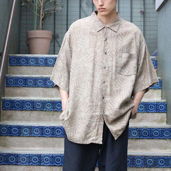 USA VINTAGE HALF SLEEVE LINEN SHIRT/アメリカ古着半袖リネン総柄シャツ