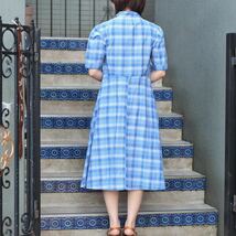 FRENCH VINTAGE CHECK PATTERNED DESIGN ONE PIECE/フランス古着チェック柄デザインワンピース_画像3