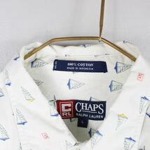 USA VINTAGE CHAPS RALPH LAUREN HALF SLEEVE YACHT PATTERNED SHIRT/アメリカ古着チャップスラルフローレン半袖ヨット柄シャツ_画像6