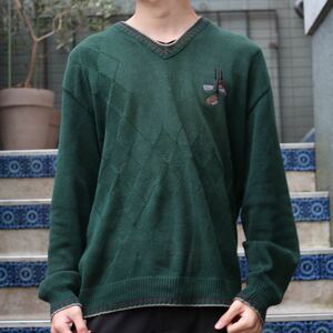 USA VINTAGE GOLF EMBROIDERY V NECK KNIT/アメリカ古着ゴルフ刺繍Vネックニット