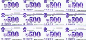 大庄　株主優待券６０００円分