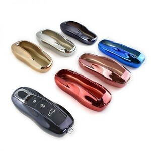  Porsche smart key key cover metallic TPU made blue key case plating Porsche Carrera / Cayenne / Macan / Panamera etc. 