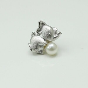  pearl pearl tiepin ... pearl 7mm-7.5mm white color pearl brooch Akoya pearl elephant 13298