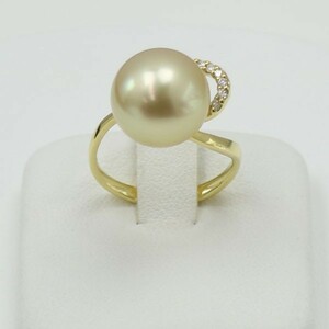  pearl ring pearl ring White Butterfly pearl 12mm Gold color 14691