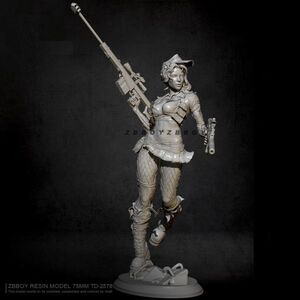 【新品】1/24 両手に銃を持 ったワイルドな美人女性兵士 レジン製 組み立て キット フィギュア プラモデル 人形 ガレージキット H148