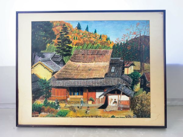 受賞店茅葺き屋根の家 絵画 油絵 絵画 | flexsolight.it
