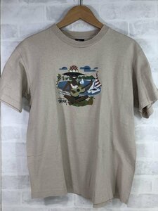 STUSSY ステューシー 90's ヴィンテージ Tシャツ 半袖 ベージュ 紺タグ SIZE:M MH632022050408