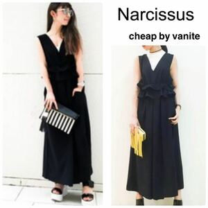 Narcissus [cheap!!by vaNite] frill combination nezonnarusis all-in-one wide pants black black no sleeve 