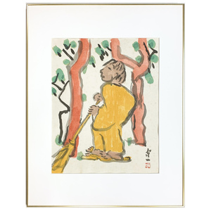 【SHIN】熊谷守一 「拾得」 木版画　1969年作　限定120部　額装　巨匠