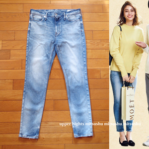 ★美品★ アッパーハイツ スリムデニム THE LINE ダメージ加工 ★ W26 ★ baila掲載 レディース ジーンズ Upper Hights スキニー