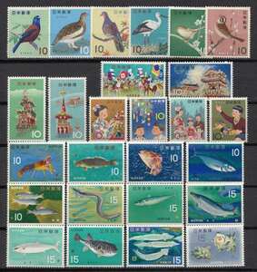 08【記念切手】 花・鳥・魚介・日本三景・季節の行事他 48種　小型シート 5枚 未　 NH