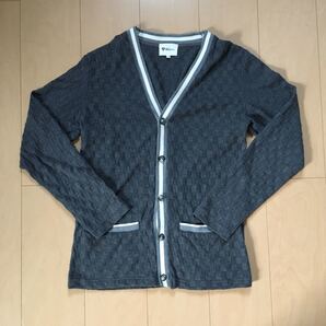 長袖 カーディガン Vネック 上着 メンズ レディース チェック シンプル グレー ワケあり 難あり
