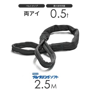 ブルースリング ソフト E型（両端アイ）0.5t × 2.5M ベルトスリング made in JAPAN