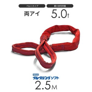 ブルースリング ソフト E型（両端アイ）5.0t × 2.5M ベルトスリング made in JAPAN
