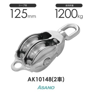 AK10148 AKブロック3-A型オーフ 125mm×2車 ASANO ステンレス滑車