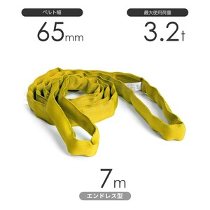 国産ソフトスリング トップスリング エンドレス形（TN型）使用荷重:3.2t×7m 黄色