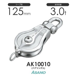 AK10010 強力ブロックPB型(ベアリング入) ASANO ステンレス滑車