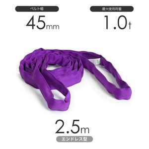国産ソフトスリング トップスリング エンドレス形（TN型）使用荷重:1.0t×2.5m 紫色
