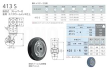 ハンマーキャスター 自在車 413S-R125 車輪径125mm ストッパー付_画像2