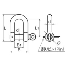 AK11108 ピンシャックル（割りピン付） サイズ13 ASANO_画像2