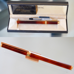 【廃盤極稀少】デュポン DUPONT 純正漆 ポルトプリュム 万年筆 トートイスシェル 18K F (細字) + クラシック BP/RB 2本揃 未使用■領収書可